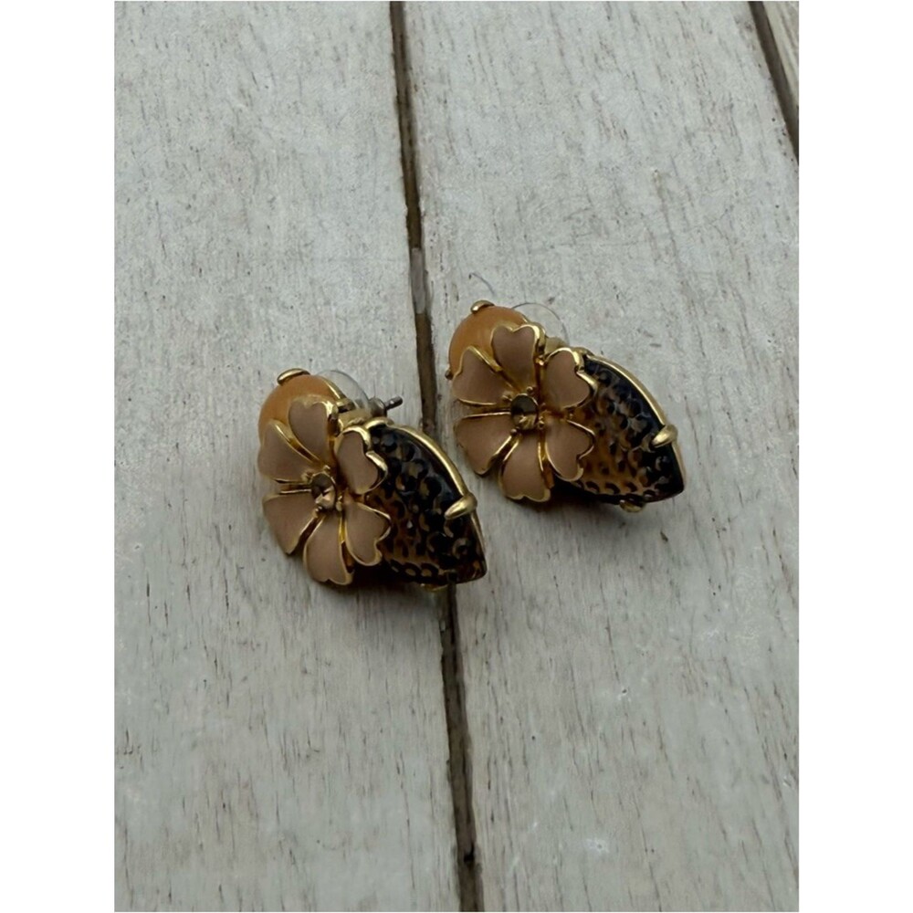 J.crew Gold-Tone Beige Floral pierced Earrings - Women Jewelry